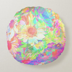 Coussins Ronds Fleurs Colorées Brillantes et Joyeuses