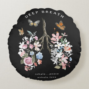 Coussins Ronds Fleurs colorées, papillons, illustration des poumo