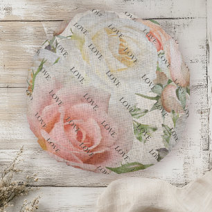 Coussins Ronds Fleurs d'amour : Roses roses roses et blanches sur