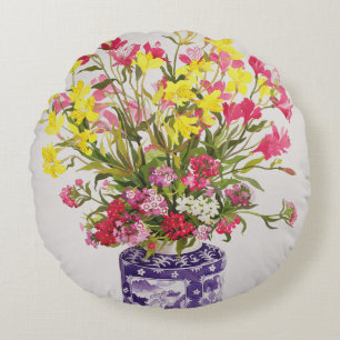 Coussins Ronds Fleurs dans un pot chinois