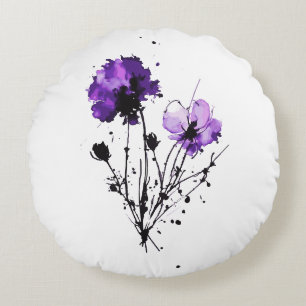 Coussins Ronds Fleurs d'aquarelle Abstraites