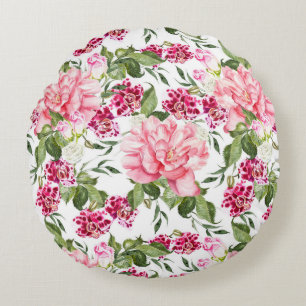 Coussins Ronds Fleurs d'aquarelle florale Orchidées de pivoines R