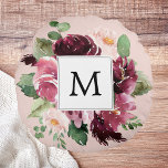 Coussins Ronds Fleurs d'aquarelle modernes Monogrammes<br><div class="desc">Fleurs d'aquarelle modernes Monogrammes</div>