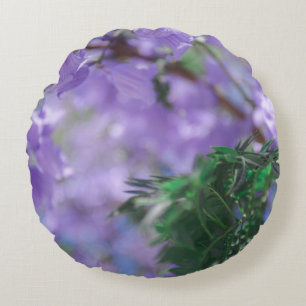 Coussins Ronds Fleurs d'arbre pourpres Jacaranda