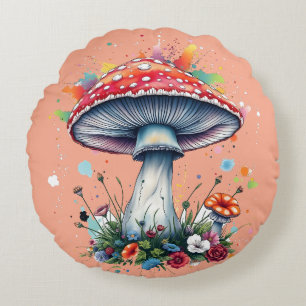 Coussins Ronds Fleurs de champignon de bois coloré Splash