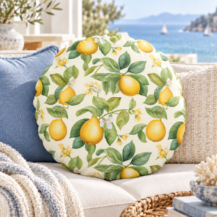 Coussins Ronds Fleurs de citron méditerranéen Citrus