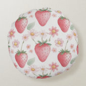 Coussins Ronds Fleurs de fraises roses Fête d'anniversaire pour e (Dos)