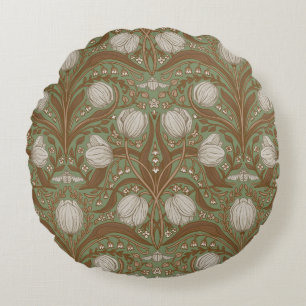 Coussins Ronds Fleurs de jardin printanier sur sauge