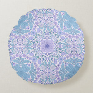 Coussins Ronds Fleurs de jardin rétro en bleu et violet