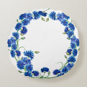 Coussins Ronds Fleurs de maïs mignonnes aquarelles