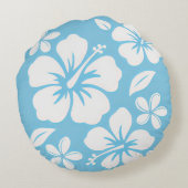 Coussins Ronds Fleurs de plage bleu tropical (Dos)