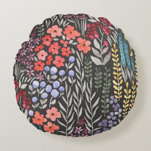 Coussins Ronds Fleurs de prairie : Aquarelle Florale sans joint