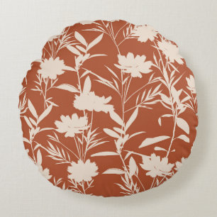 Coussins Ronds Fleurs de prairie de silhouette rétro sans couture