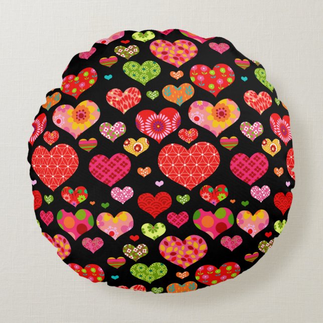 Coussins Ronds Fleurs de printemps Rainbow Love Hearts (Devant)