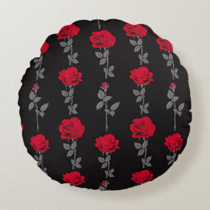 Coussins Ronds Fleurs de rose rouge motif vintages abstraites