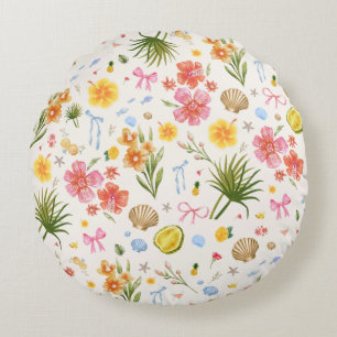 Coussins Ronds Fleurs et coquillages Tropiques Côtiers