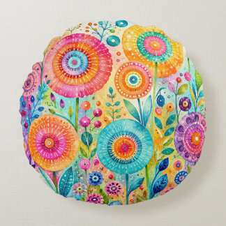 Coussins Ronds Fleurs Fantaisistes