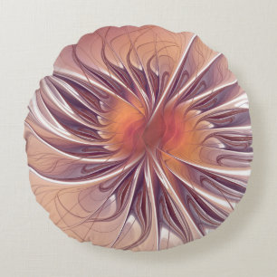 Coussins Ronds Fleurs imaginaires fractales douces et tendres