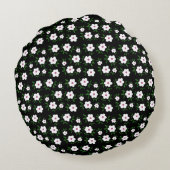 Coussins Ronds Fleurs joyeuses en noir (Dos)