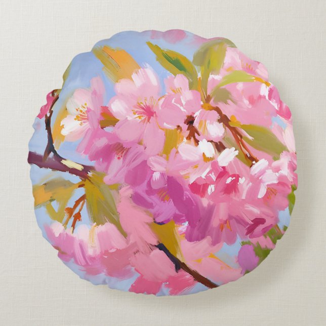 Coussins Ronds Fleurs roses (Devant)