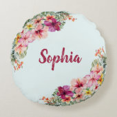 Coussins Ronds Fleurs roses tropicales florales (Devant)