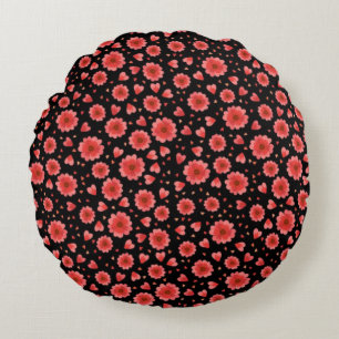 Coussins Ronds Fleurs rouges florales Motif avec Arrière - plan n