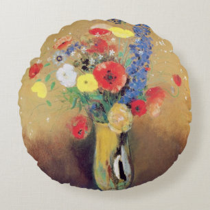 Coussins Ronds Fleurs sauvages dans un vase Long-étranglé, c.19