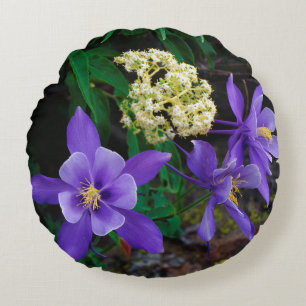 Coussins Ronds Fleurs sauvages de colombine mutante
