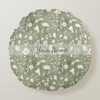 Coussins Ronds Fleurs sauvages de printemps Bobo Vert sauge Perso