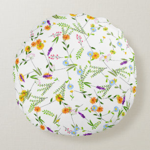 Coussins Ronds Fleurs sauvages de printemps été