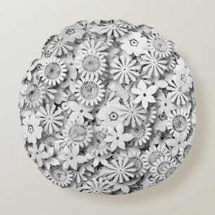 Coussins Ronds Fleurs super Jardin Monocrome