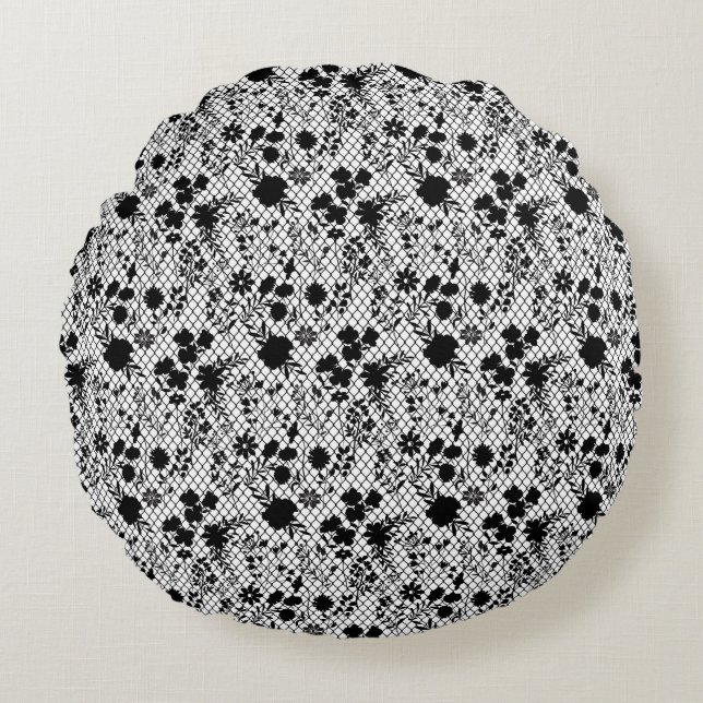 Coussins Ronds Fleurs sur net 01.wx4 Blanc BG (Devant)