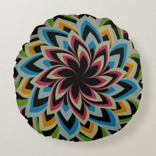 COUSSINS RONDS FLEURS TOURBILLON COLORÉES  