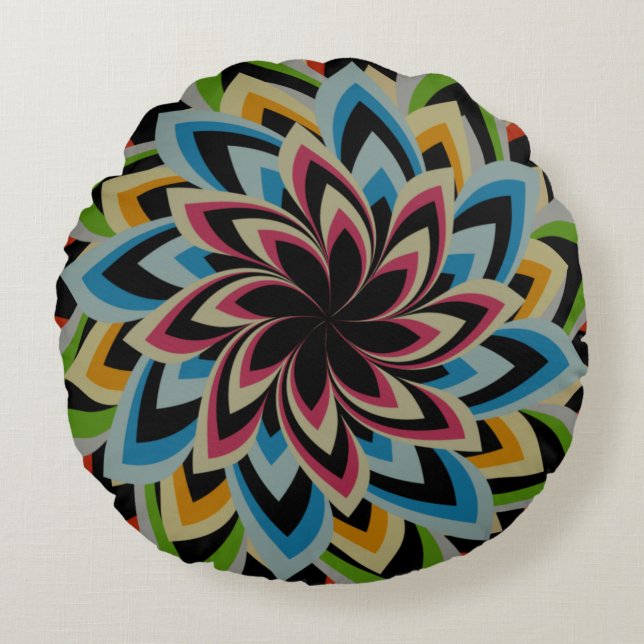 COUSSINS RONDS FLEURS TOURBILLON COLORÉES   (Devant)