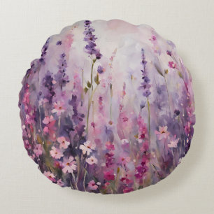 Coussins Ronds Fleurs violettes roses florales