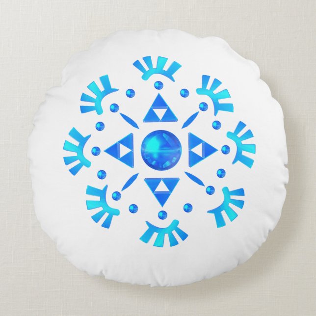 Coussins Ronds Flocon de neige cristal (Devant)