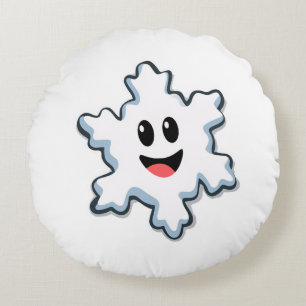 Coussins Ronds Flocon de neige souriant mignon – Joyeux Noël