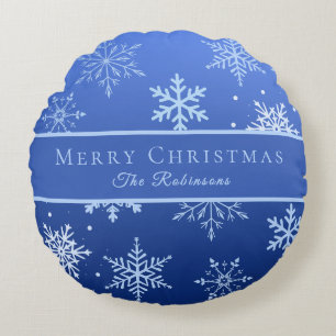 Coussins Ronds Flocons de neige bleus modernes
