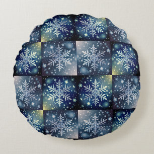 Coussins Ronds Flocons de neige / Nuit d'hiver / Recolota / Plain