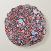 Coussins Ronds Flor virtuel entalhada nas cores azul e salmão (Dos)