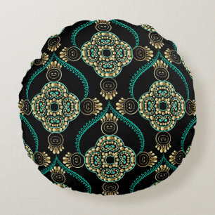 Coussins Ronds Floral arabesque, Motif d'élégance Vintage.