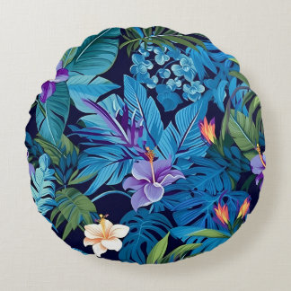 Coussins Ronds 'Floral Dreams' - Design floral tropical