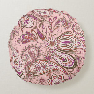 Coussins Ronds Floral Ethnique : Design Oriental Paisley.