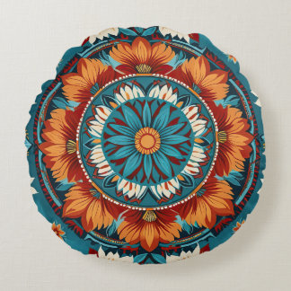 Coussins Ronds Floral géométrique d'inspiration autochtone
