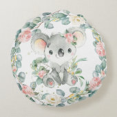 Coussins Ronds Floral Greenery Koala Girl Nursery Décor de la cha (Dos)