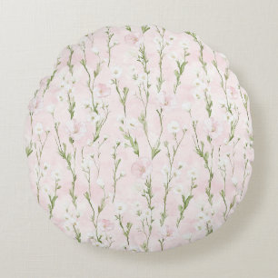 Coussins Ronds Floral rose pâle