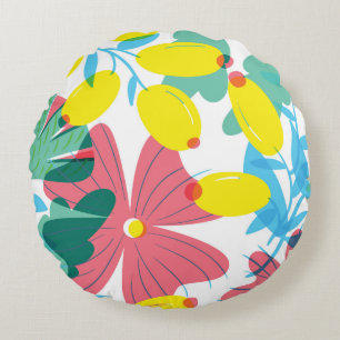 Coussins Ronds Floral seamless pattern with tranparency elements.