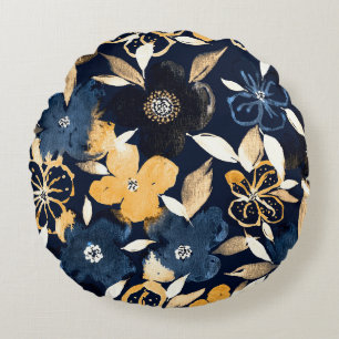 Coussins Ronds Floraux Abstraits : Motif de répétition aquarelle