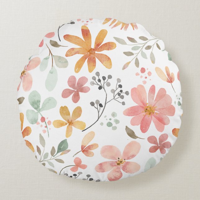 Coussins Ronds Flore imprimé (Devant)