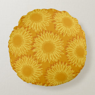 Coussins Ronds Flore Rustique Tournesol Feu à main